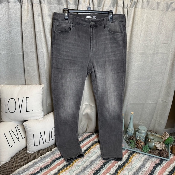 Old Navy Grey Wash Rockstar Skinny High Rise Jeans Sleek Fit Size 14 - Picture 2 of 11